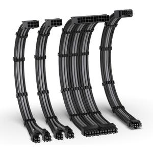 EZDIY-FAB 12VHPWR PSU Cable Extension Kit for RTX 50/40 Series,16AWG PCIE 5.0 Power Supply Cable Extension- 1x 24 Pin ATX /2X 8Pin (4+4) EPS / 1x12+4 Pin GPU,Sleeve Cable 300MM with Combs-Black Grey