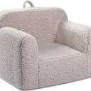Kids Snuggly-Soft Sherpa Chair, Cuddly Toddler Foam Chair for Boys and Girls, Light Grey