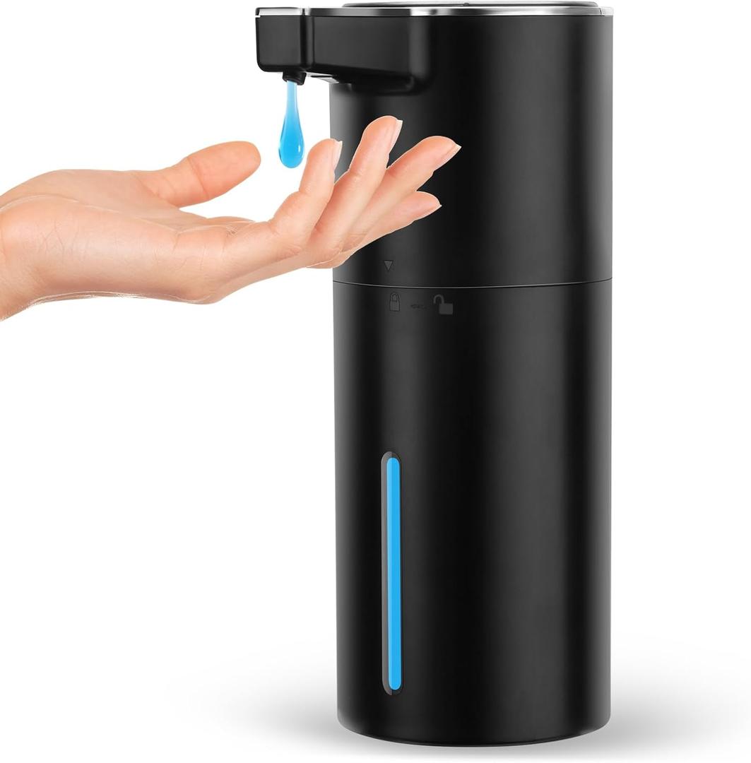 Automatic Soap Dispenser Liquid Touchless: 13.52oz/400ml Wall USB Rechargeable - 4-Level Adjustable Modern Electric Hand Soap Dispenser - Kitchen Bathroom Kids Family Black (Black Gel Typ)