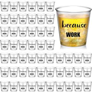 Nuogo  Christmas Funny Coworker Gifts Because Work Shot Glasses Bulk 2.87 oz Disposable Plastic Cups Office Gifts Christmas Employee Appreciation Colleague and Retirement Party Favors