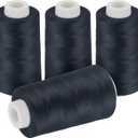4 Pack Navy Blue Thread, 3000 Yards Denim Thread for Jeans, Polyester Sewing for Serger&Overlock, Quilting, Piecing, Sewing Machine