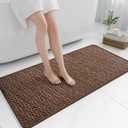 Long Bathroom Rugs Non Slip Washable, Rubber Bath Mats for Bathroom,Quick Dry,Super Absorbent Ultra Thin Bath Mat Low Pile Bath Floor Mat Fit Under Door,Shower,Sink, Brown, 24"x47" (2' x 3'11" (Rectangular))