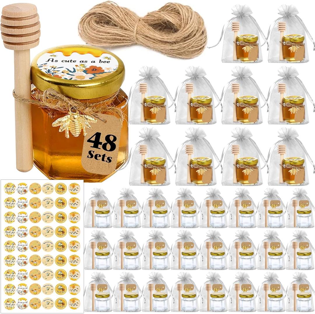 48 Pack Small Glass Jars with Lids, 1.5 oz Mini Honey Jars, Candle Jar for Candle Making for Gifts, Crafts, Spices, Wedding, Party Favors