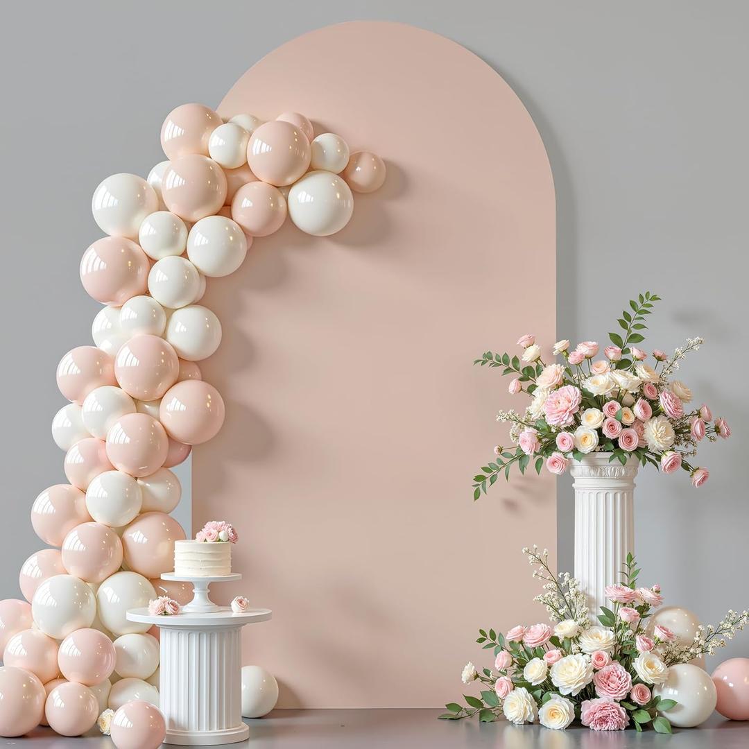 6.6 ft Arch Backdrop Cover Nude Blush- Double-Sided Spandex Arch Covers Stretchy Backdrop for Balloon Arches Birthday Party Baby Shower Banquet Wedding Photo Background