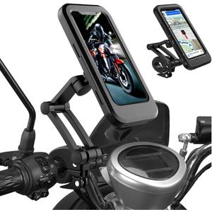 Bike Phone Mount Waterproof.Universal Bike Mobile Phone Holder,Adjustable Motorcycle Phone Mount with Touch Screen/360° Rotation for Motorbike Bicycle Stroller Handlebar Clamp Fits 4-6.8'' Cellphones.