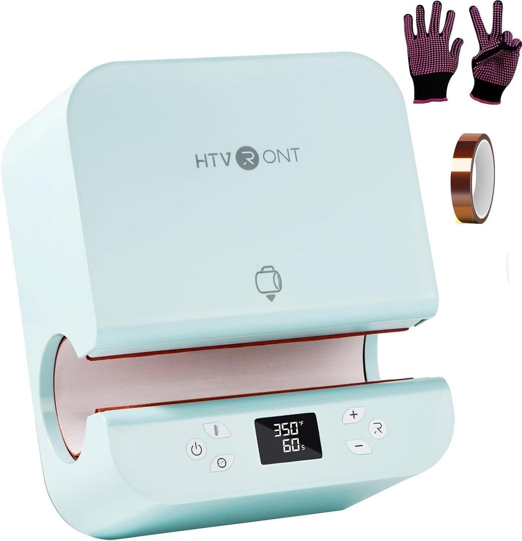 HTVRONT Auto Tumbler Heat Press Machine - Mug Heat Press Heat Up Fast & Even, Professional Tumbler Press High-Security for 2.95-3.18inch Sublimation Tumblers, Cups, Glasses and Mugs (Blue)