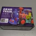 Transparent Sensory Train Toy -Interactive Light up Toys for Kids- Musical Train Toys with LED Light for Toddlers- Colorful Moving Gears- Tummy Time Crawling Baby Toy