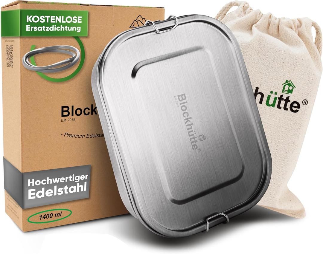 Blockhtte Stainless Steel Lunch Box for Adults I 47oz I Bento Box 3 Compartments with free Sealing, Leak-Proof Container, Metal Lunchbox for Travel, Work, Eco-Friendly Meal Storage Solution (Silver)