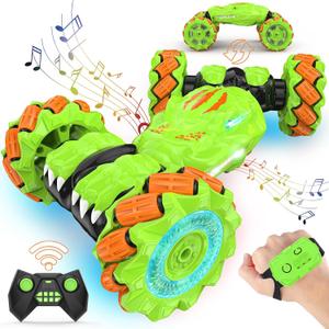Hand Gesture Sensing RC Stunt Car Toys for 6-12 yr Boys&Girls - Easter Christmas Birthday Gifts, 2.4Ghz Remote Control Twist Car Toys Gifts for Kids 6 7 8 9 10 11 12 Year Old (Bright Green)