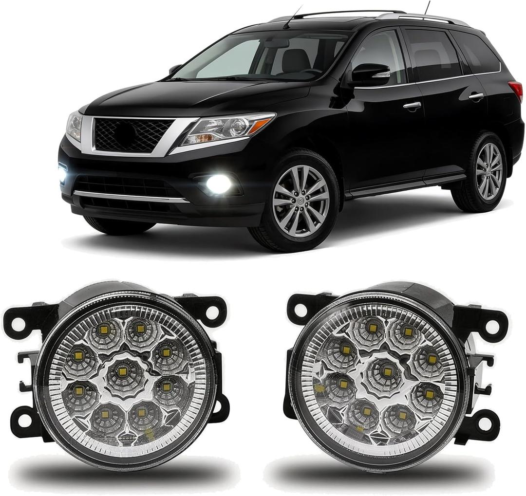 Fog Light Bulb 3.5 Inch PAIR Front Bumper Clear Lens Fog Light Lamp For Nissan Pathfinder R51 2005-2011 2012,6000k,Pack of 2
