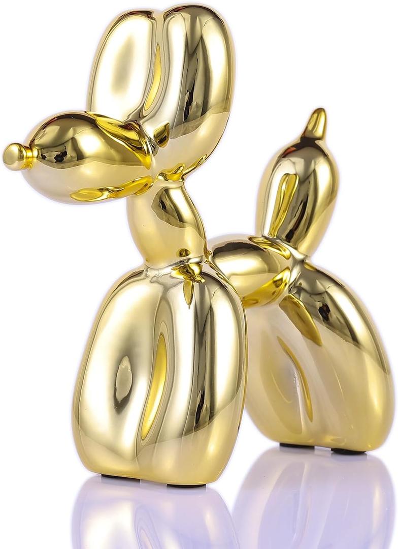 Gold Balloon Dog Decor,Gold Room Decors,Balloon Animal Preppy Room Shelf Decor,Cute Statue Home Decors,Bedroom Modern Sculpture Desk Decoration,Golden Decorations Figurines (3.9*3.9*1.5inch)