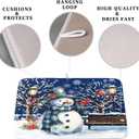 Winter Snowman Dish Drying Mat for Kitchen Counter 18x24, Xmas Snowflakes Dish Drainer Mat Snowy Night Drying Kitchen Mats Cardinal Birld Dish Pad Absorbent Reversible Coffee Mats for Dishes