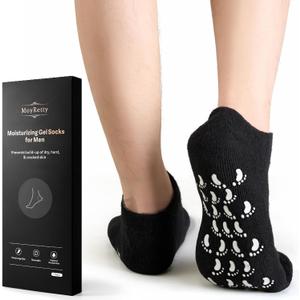 MoyRetty Moisturizing Silicone Socks for Men - Large Size, Ultimate Aloe-Infused Gel for Home Use - Say Goodbye to Dry Cracked Feet Black (1Pair)