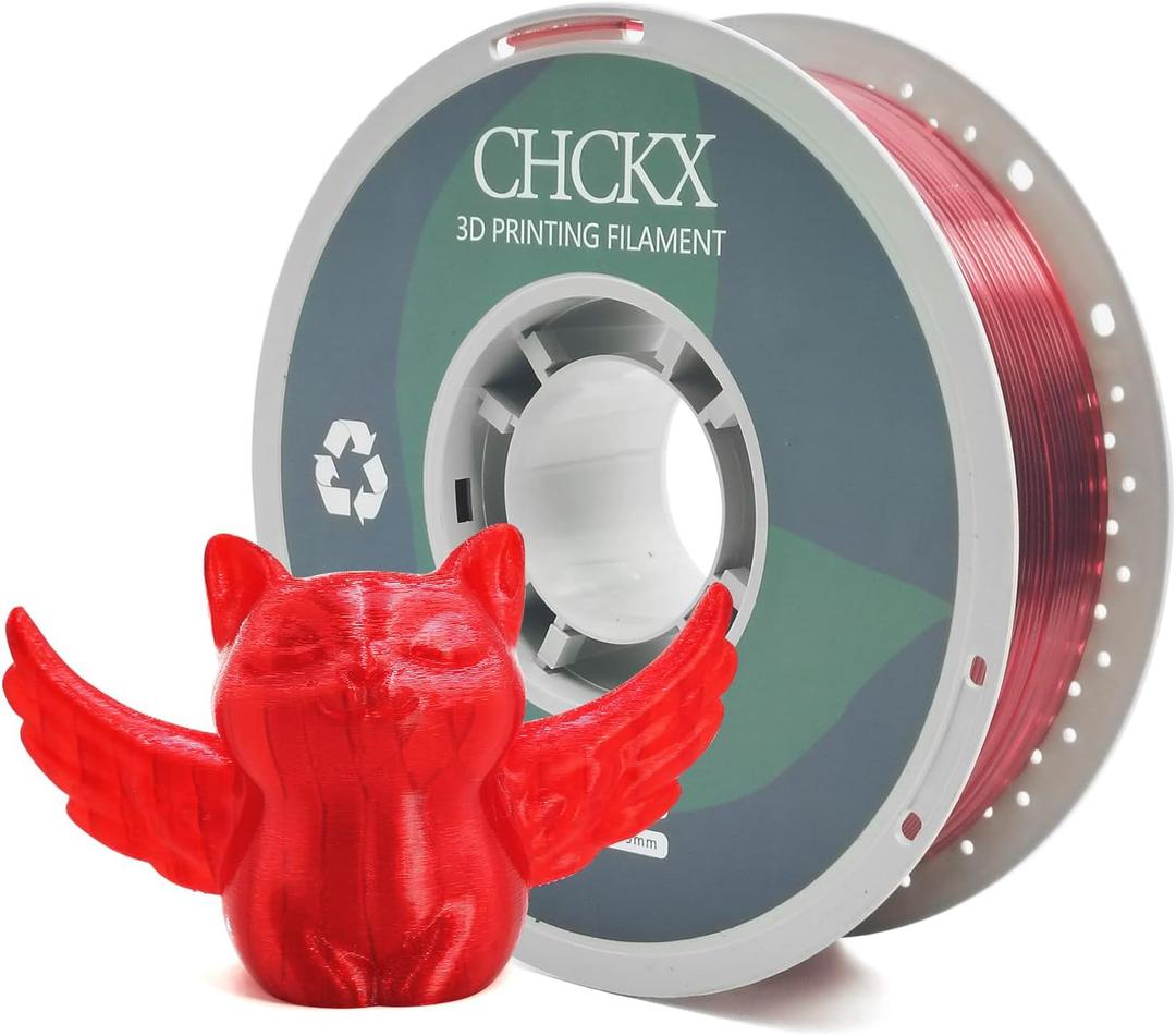 PETG Transparent 3D Printer Filament, Dimensional Accuracy +/- 0.03 mm, 1kg Spool(2.2lbs), 1.75 mm Fit for Most 3D Printers, Clear Red