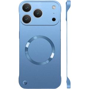 for iPhone Case,Luxury Magnetic Metal Gloss Matte Ultra Thin Frameless,Compatible with Magsafe Slim Hard PC Protection Shockproof Phone Case (iPhone 17 Pro Max,Blue)