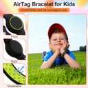 Waterproof Bracelet Compatible with AirTag for Kids (2 Pack), Protective Case GPS Tracker Holder for Child with Full Coverage Hidden Design, Soft Silicone Anti-Lost Wristband Cover for Toddler BGBY (Black Dark Grey+Black Yellow)