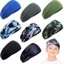 Zhanmai 8 Pieces Boys Headbands Athletic Sweatbands Kids Sports Wicking Breathable Headbands Elastic Girls Boys for Football Basketball Running Exercise