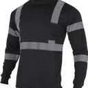 VENDACE Safety Reflective High Visibility Long Sleeve Shirts ANSI Class 2 Hi Vis Construction Work T Shirts for Men(Black, M)