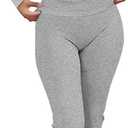 kaimimei Women's 2 Piece Lounge Outfits Slim Long Sleeve Tops High Waist Foldover Flare Leggings Sets Casual Yoga Sweatsuit (Gray, M)