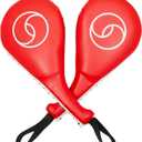 Juvale Taekwondo Kick Pad - Red, 15 x 2.5 x 7.5 in, 2 Pack - Martial Arts Training Equipment & Taekwondo Sparring Gear - Karate & Kickboxing Pads with Wrist Straps & Impact Boards