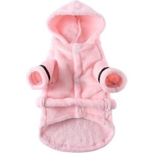Petyoung Pet Bathrobe Dog Pajama Thickened Hooded Bathrobe Quick Drying and Super Absorbent Dog Bath Towel Soft Pet Nightwear for Puppy Small Dogs Cats (Pink)