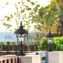 Matte Black Outdoor Post Lights with Pier Mount, 24 Inch High Exterior Lamp Post Lantern with Clear Seeded Glass, Outside Aluminum Pole Lantern for Yard, Pathway, Garden