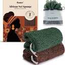 CORATED African Net Sponge Authentic, Shower Loofah Exfoliating Bath Sponge, Body Scrubber for Women and Men Daily Use Body Care, Travel Portable Bath Accessories Spa Gifts (Brown & Dark Green)