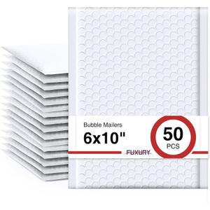 Fuxury Bubble Mailers 6x10 Inch White 50 Pack Padded Envelopes Usable Size 6x9" Thick Mailing Envelopes Bubble Opaque Padded Mailers Shipping Bags for Mailing Jewelry Makeup Small Business#0