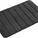 SDCJLEMAXGT Super Absorbent Bathroom Carpets Rugs, Soft Memory Foam Floor Bedroom Toilet Floor Shower Rug, Home Decor Machine Washable, Multiple Colours(Black, 25"x45")