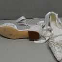 Winflag Pearl Wedding Shoes for Bride Flat Lace Bride Shoes Pointed Toe Bridal Flats-White Size 40