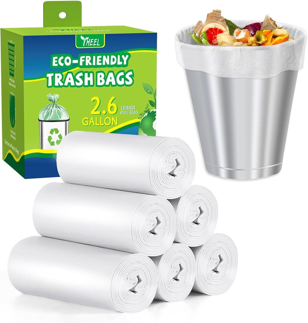 2.6-Gallon Small Trash bags: Clear Bathroom Trash Bags Small Garbage Bags for Bathroom Bedroom Office - 10L Mini Trash-Can-Liners (120 counts) (1 Count (Pack of 120), 2.6 Gallon-Clear)