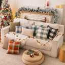 AQOTHES Beige Winter Throw Pillow Covers 18x18 Inch Set of 2, Boucle Faux Fur Pillow Covers,Cozy Fluffy Home Living Room Farmhouse Decor for Sofa Couch Bed