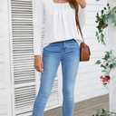 Ladlop Summer Square Neck Tank Tops for Women Pleated Loose Fit Casual Sleeveless Tops Shirts Flowy (White, XL)