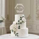 Coucoland Mr and Mrs Cake Topper - Hexagon Wedding Cake Decor with Rhinestones and Pearls for Engagement Bridal Anniversary