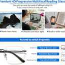 K.LAVER Photochromic Multifocus Progressive Rimless Reading Glasses Men Women Anti Blue Light Transition Multifocal Readers