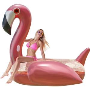 JAMBO 78 x 70 Huge Famingo Ride On, Inflatable Tanning Pool Float-Flamingo Float for Adults & Kids, Giant Flamingo, Big Pool Raft, Pink Floatie, Party Accessory