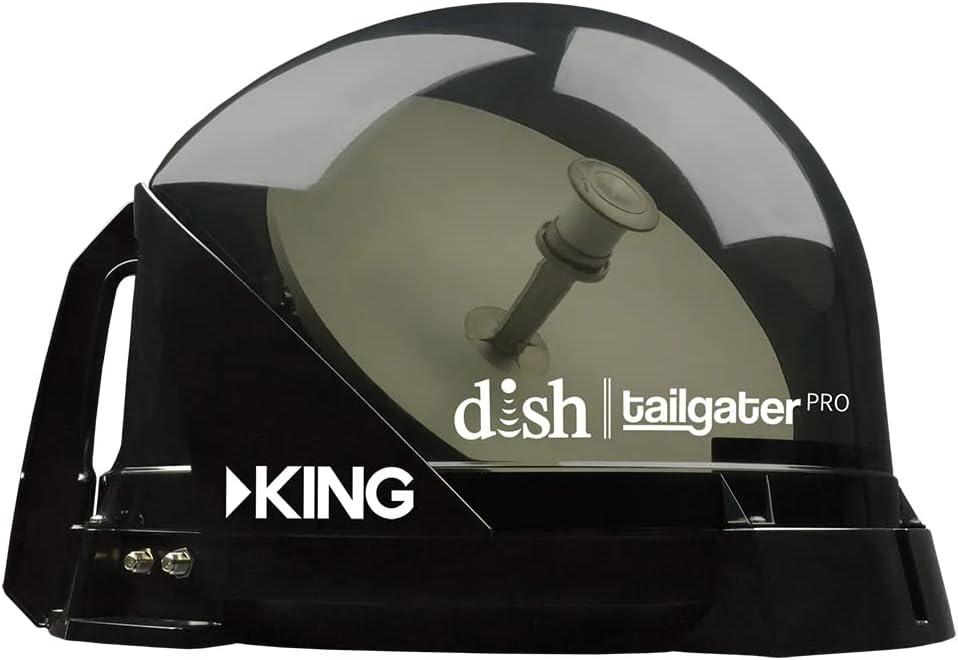 KING DTP4900 Dish Tailgater Pro Premium Portable/Roof Mountable Satellite TV Antenna, Clear(Smoke), Western & Eastern Arc Satellites