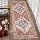Ciicool Washable Runner Rug Non Slip, 2'x6' Hallway Rug Vintage Kitchen Rugs Carpet for Bedroom Laundry Bathroom Decor (2' x 6', Vintage Orange/Blue)