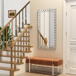 Decorative Mirror- 47"x24.5" Gorgeous Wall Mirror, Silver Large Mirror for Living Room, Dining Room, Bedroom, Bathroom and Entryway (24.5"L x 47"W)