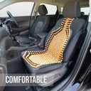 Zento Deals Wood Beaded Comfort Seat Cushion Seat Cover- Double Strung Ultra Comfort Massaging Car Seat Cushion for Car, Truck, or Office Chair