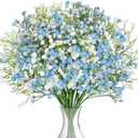 N&T NIETING Babys Breath Artificial Flowers Bulk, 10Pcs Fake Gypsophila Bouquet Flowers Real Touch Faux Babies Breath Arrangement for Wedding Floral Party Home Centerpieces Vase Decoration, Blue White