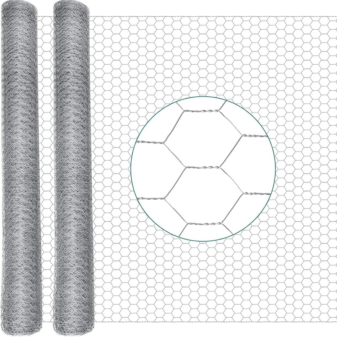 GlikCeil 48 in X 200 ft Chicken Wire Fencing Metal Floral Chicken Wire Mesh for Crafts Poultry Garden, 1 Inch Hexagonal Galvanized Hardware Cloth Netting for Poultry Coop Barrier Rabbit Cage(Silver)