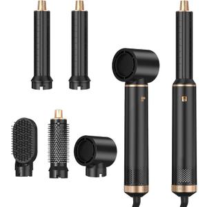 5 in 1 Hair Styler Curler & Air Dryer Brush, Low-Speed Negative Ionic Air Styler Drying, Multi Hair Styler, Professional Blow Dryer Brush for Curling Volumizing Straightening Styling (Black)
