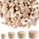 160Pcs Wood Plugs for Screw Holes 4 Sizes 1/2", 3/8", 5/16", 3/16" Flat Head Wooden Hole Plugs for Holes in Furniture, Table, Chair Legs, Cabinet Reserved Hole