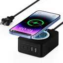 60W USB Charging Station with 15W Wireless Charger, 2 USBA and 2 USBC Multiple Port Desktop Charger Quick Charge Block for Samsung Z Flip7 Fold7 S25 Ultra iPhone 16e iPad MacBook Laptop Pixel 9a 9 Pro (black)