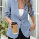 ELLEVEN Women's Blazer Business Casual Lightweight Suit - Long Sleeve Slim Fit Work Office Jacket with Pockets (Blue, S)