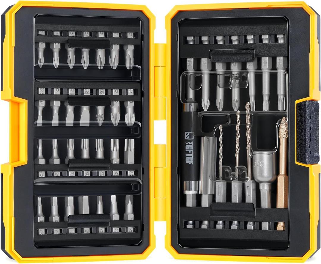 42PCS S2 Steel Screwdriver Bit Set, Magnetic Drill Bit Set, includes PH, PZ, SQ, SL, Hex, Torx Security Bit Set, and Nut Bit, with Carbide Burr, 1/4 Hex Extension Bit Holder, Upgraded Version