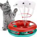 Cat Toys, Cat Toys for Indoor Cats,Interactive Kitten Toys Roller Tracks with Catnip Spring Pet Toy with Exercise Balls Teaser Mouse (red)
