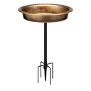 VIVOHOME Oval Polyresin Bird Bath Bowl with Metal Stake, 29 Inch Height Outdoor Freestanding Birdfeeder, Capacity 1.3 Gallons, 5-Pronged Base, Copper
