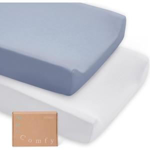 Supersoft Diaper Changing Pad Covers, 2-Pack Premium Bamboo Viscose Change Table Pad Covers for Baby Girls and Boys, Hypoallergenic Stretchy Changing Table Cover Sheets (Dolphin & Whale)
